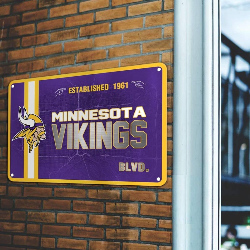 ZYJTEK Football Mancave Metal Street Sign, Yellow Purple Design 8" x 12" Wall Decor Sign Great for Man Cave, Bed Room, Office, Home - Image 2